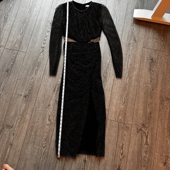 Self-Portrait black studded jersey midi dress (Sm-6) - Picture 6 of 11